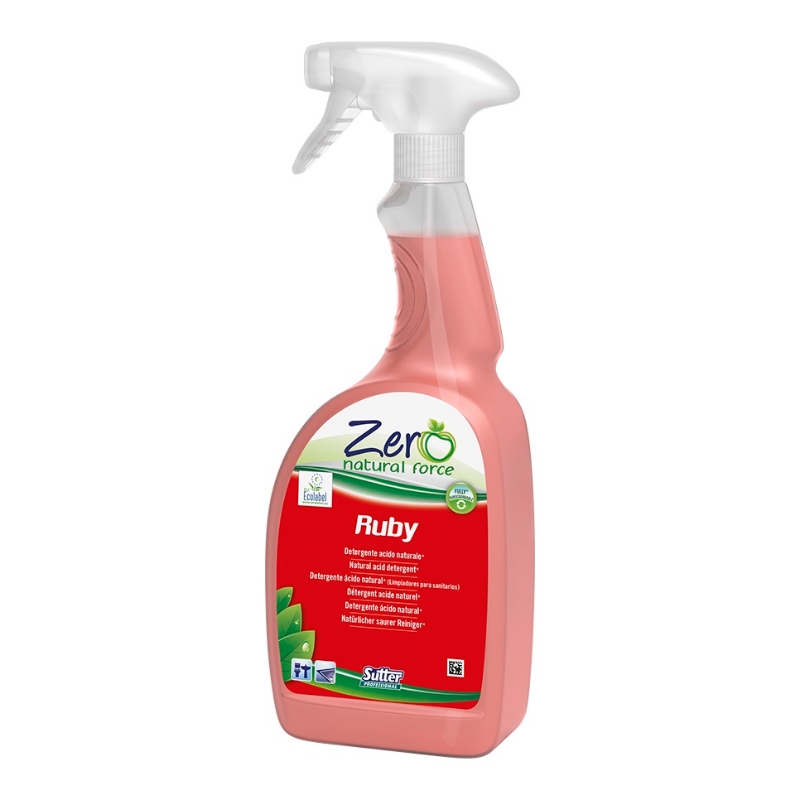 Čistilo za sanitarije Ruby ZERO ECOLABEL, 750 ml z razpršilko, SUTTER